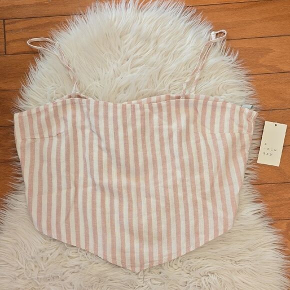 Pink and White Striped Crop Top - Picture 1 of 2